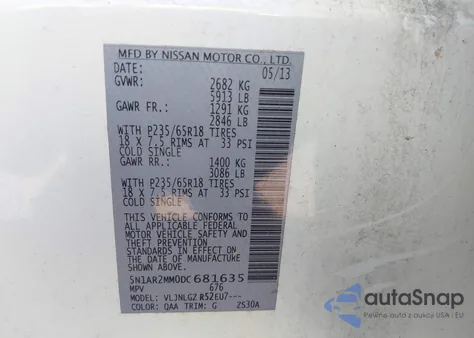2013 Nissan Pathfinder Sl from USA, damaged, VIN 5N1AR2MM0DC681635